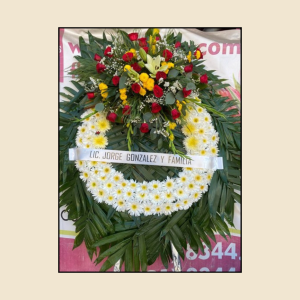 Corona 90cm de Diámetro Tonos Amarillo y Rojo